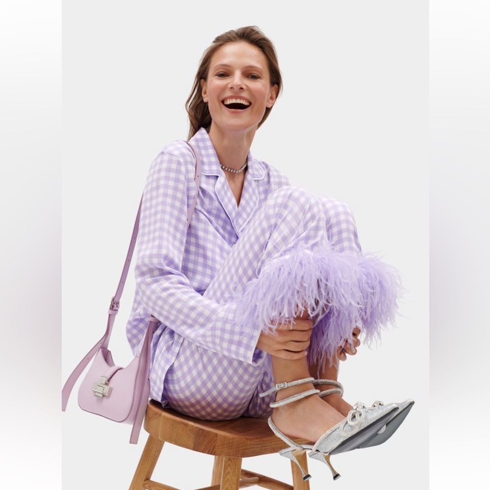 Sleeper purple Vichy feather party pajamas set